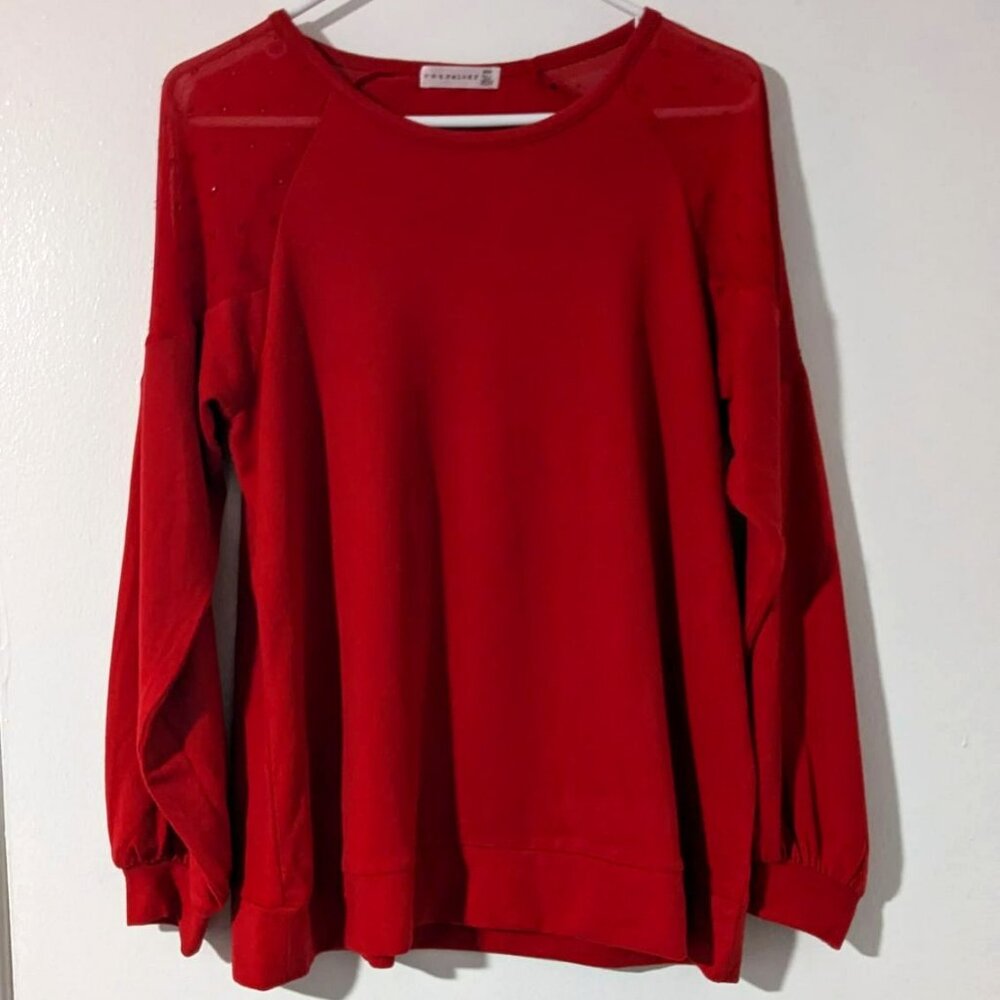 Retrology Sweater Womens Large Red Cable Knit Long Sleeve Round Neck Pullover